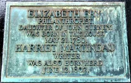 Elizabeth Fry and Harriet Martineau's plaque in Norwich